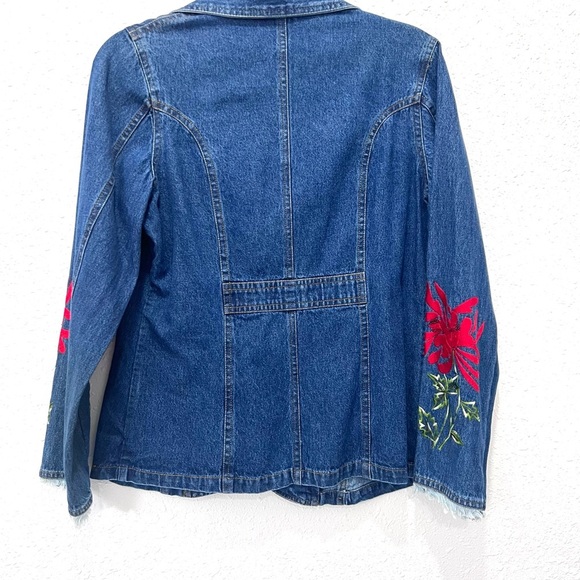 New Directions Blue Jean Jacket with Red Floral Embroidery small - Picture 7 of 7